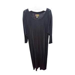 Black Sheath Dress with 3/4 Dolman Sleeves and Scoop Neck